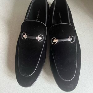 SAKS FIFTH AVENUE Dolo-2 Mens Black Velvet Loafers Size 8 M Silver Horsebit